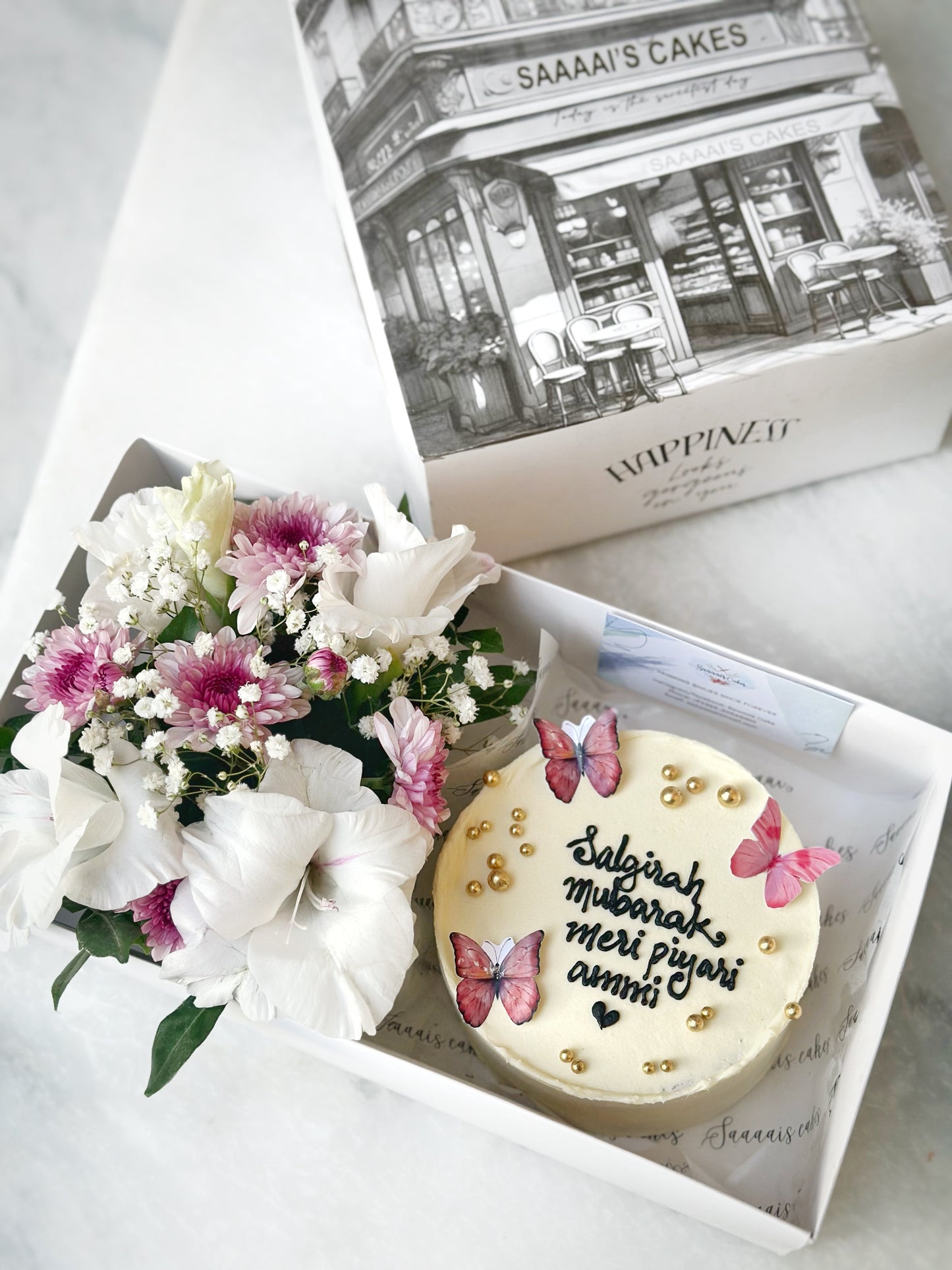 florals with cake